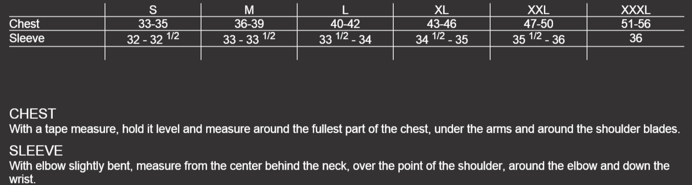 Size Chart Mens Jerseys