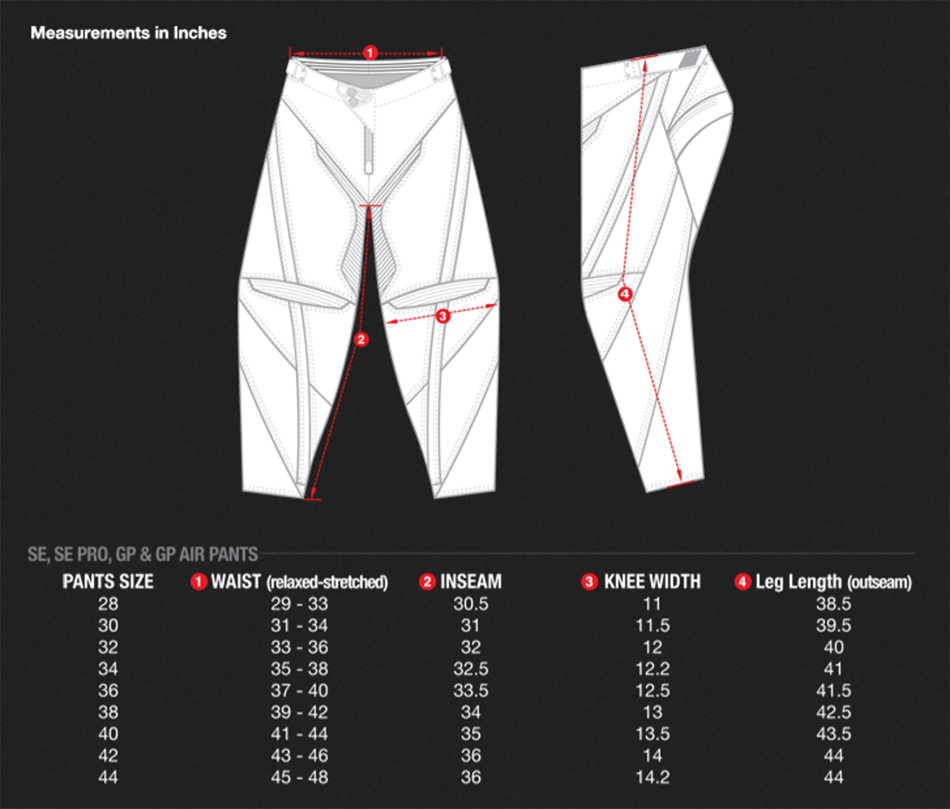 Fox Motocross Jersey Size Chart