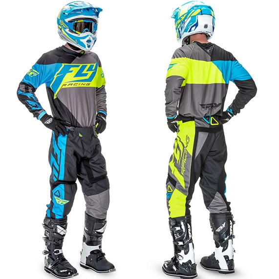 Fly Racing F-16 F16 Blue Black Hi Viz Kids Motocross Offroad MX Kit Gear Youth 
