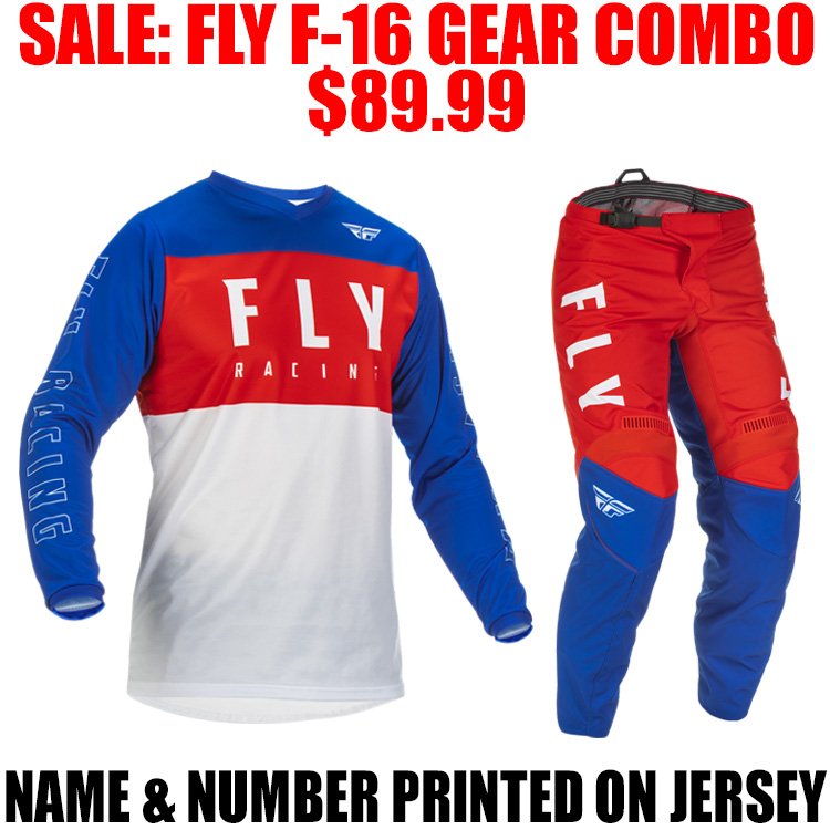 2022 FLY RACING F16 GEAR COMBO RED/ WHITE/ BLUE