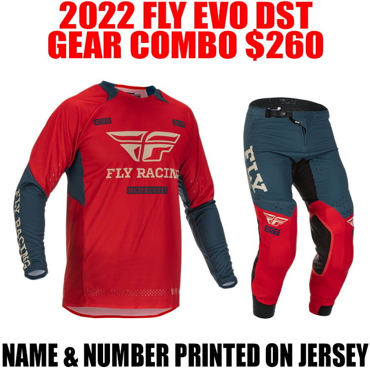 2022 FLY RACING EVO DST GEAR COMBO RED/ GRAY