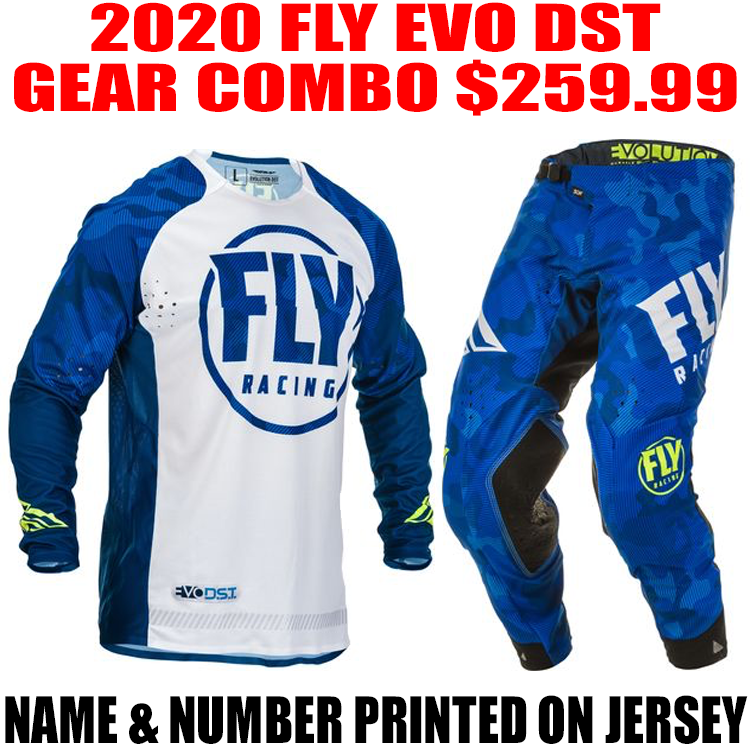 2020 FLY RACING EVO DST GEAR COMBO BLUE/ WHITE Pro Style MX