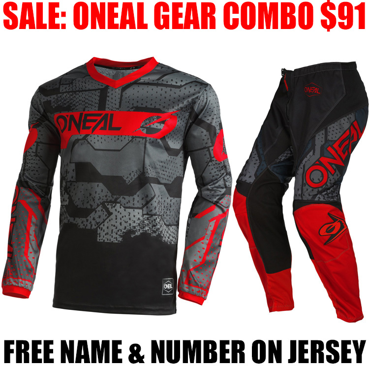 2022 ONEAL ELEMENT GEAR COMBO CAMO RED BLACK Pro Style MX