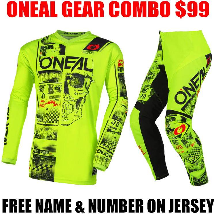 2023 YOUTH ONEAL ELEMENT ATTACK GEAR COMBO NEON
