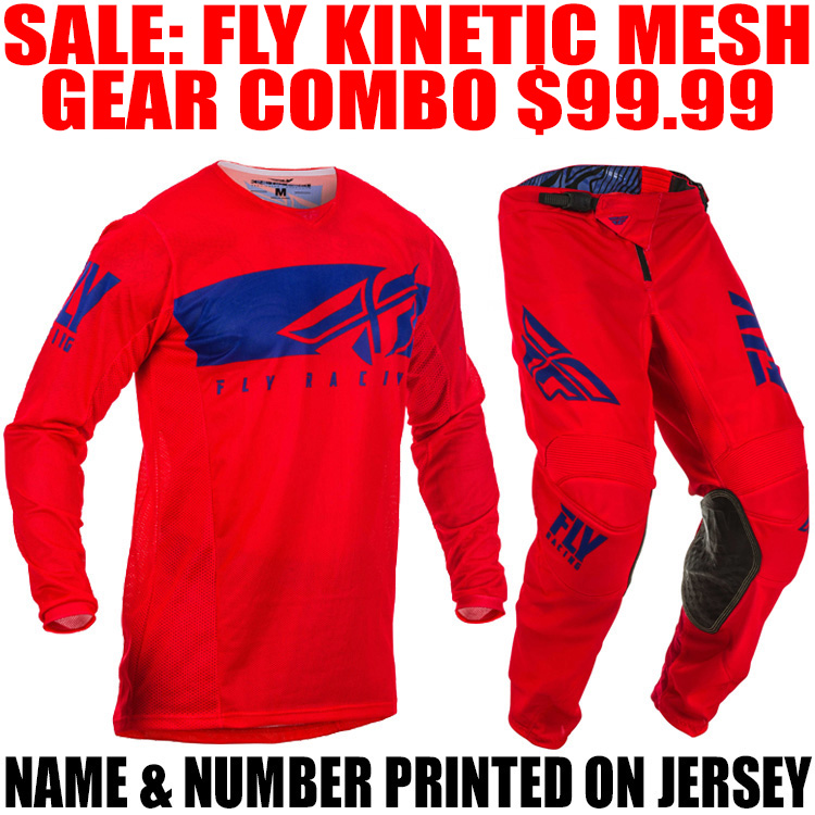 2019.5  FLY RACING KINETIC MESH SHIELD RED/BLUE JERSEY & PANT GEAR COMBO SX MX 