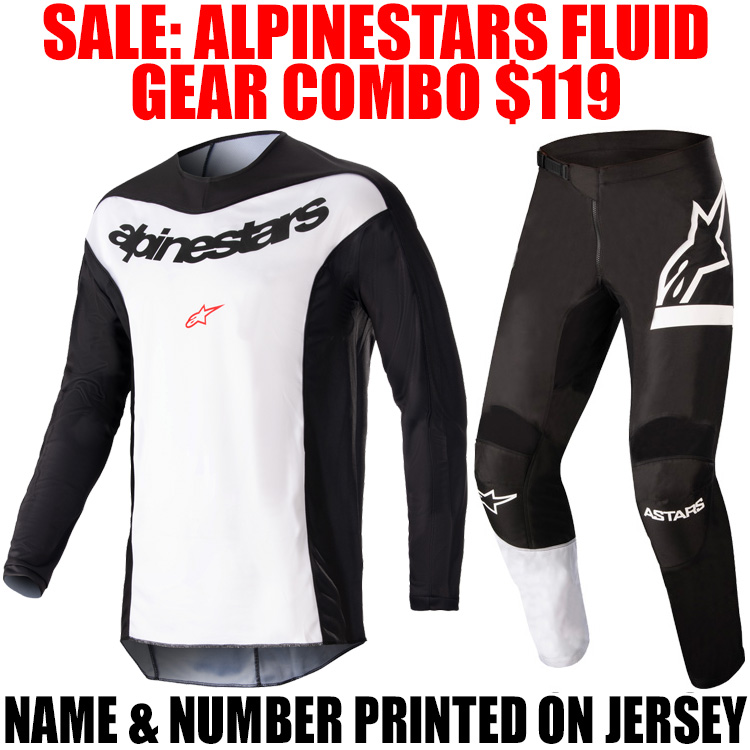 ALPINESTARS FLUID LURV CHASER GEAR COMBO BLACK WHITE Pro Style MX