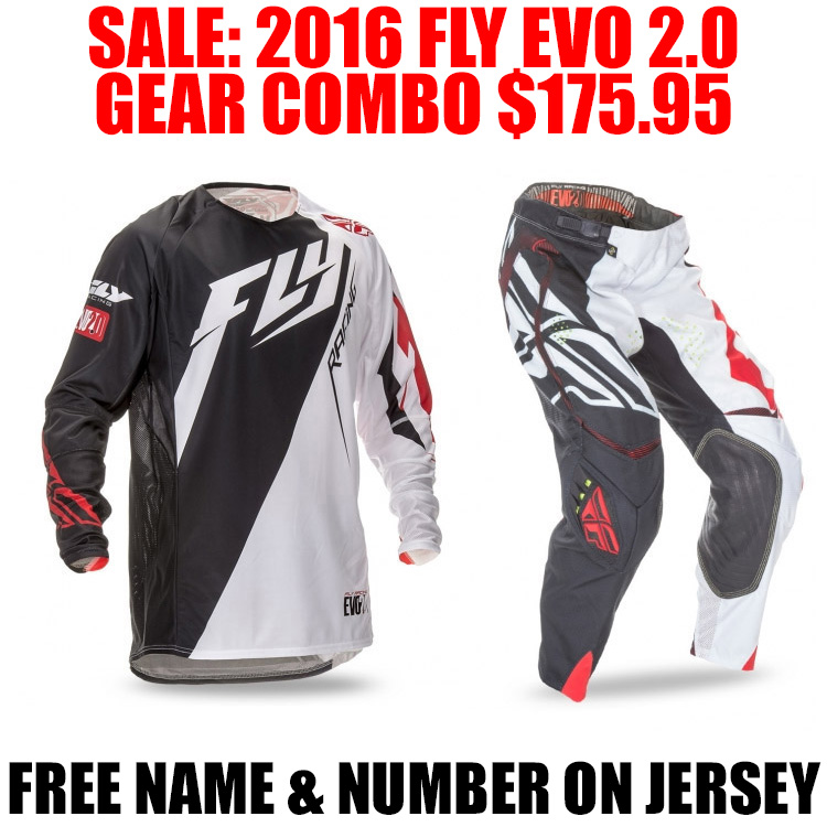2016 FLY RACING EVO 2.0 SWITCHBACK GEAR COMBO BLACK/ RED - Pro Style MX