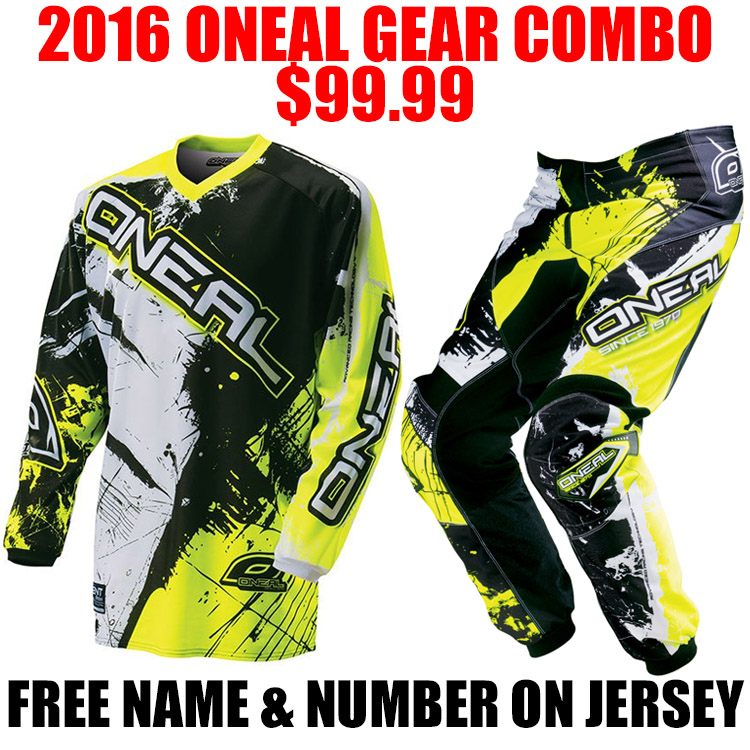 YOUTH 2016 ONEAL ELEMENT SHOCKER HI VIS GEAR COMBO Pro Style MX