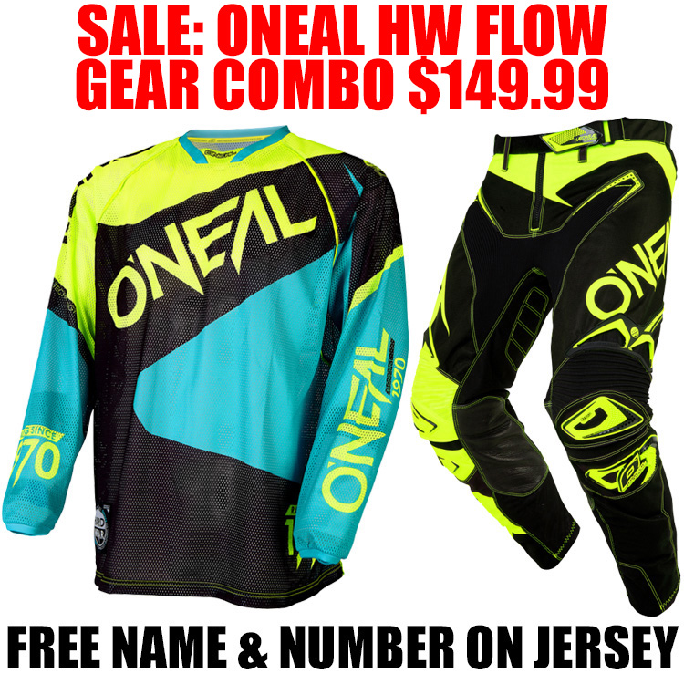 2016 ONEAL HW FLOW GEAR COMBO TEAL HI VIS Pro Style MX