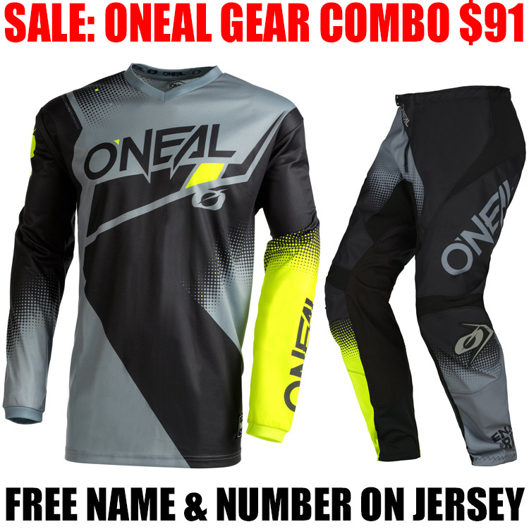 2022 ONEAL ELEMENT RW GEAR COMBO GRAY/ NEON YELLOW