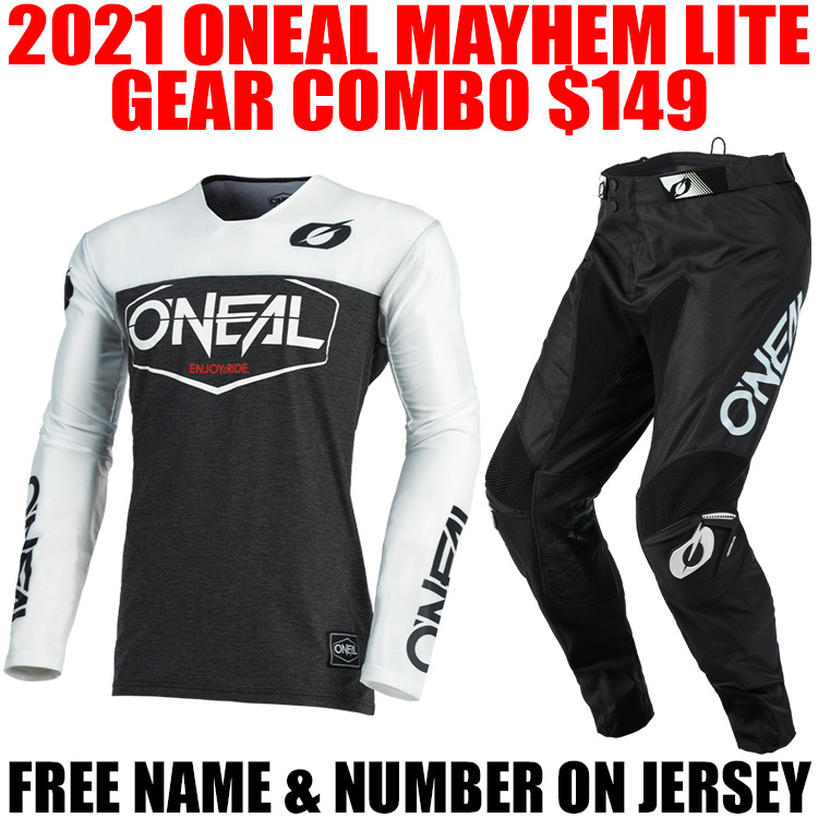 2021 ONEAL MAYHEM LITE HEXX GEAR COMBO WHITE/ BLACK