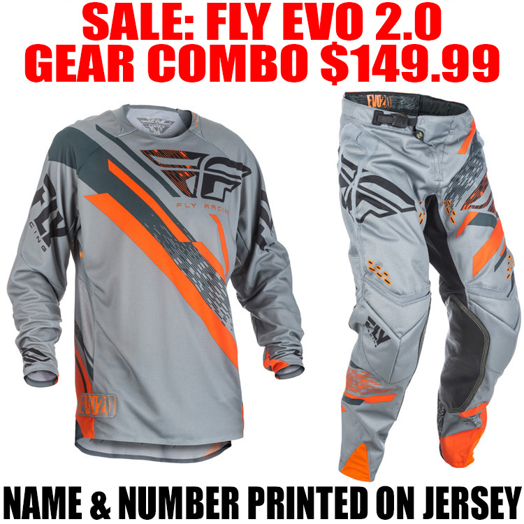 2018 FLY RACING EVO 2 GEAR COMBO GREY Pro Style MX