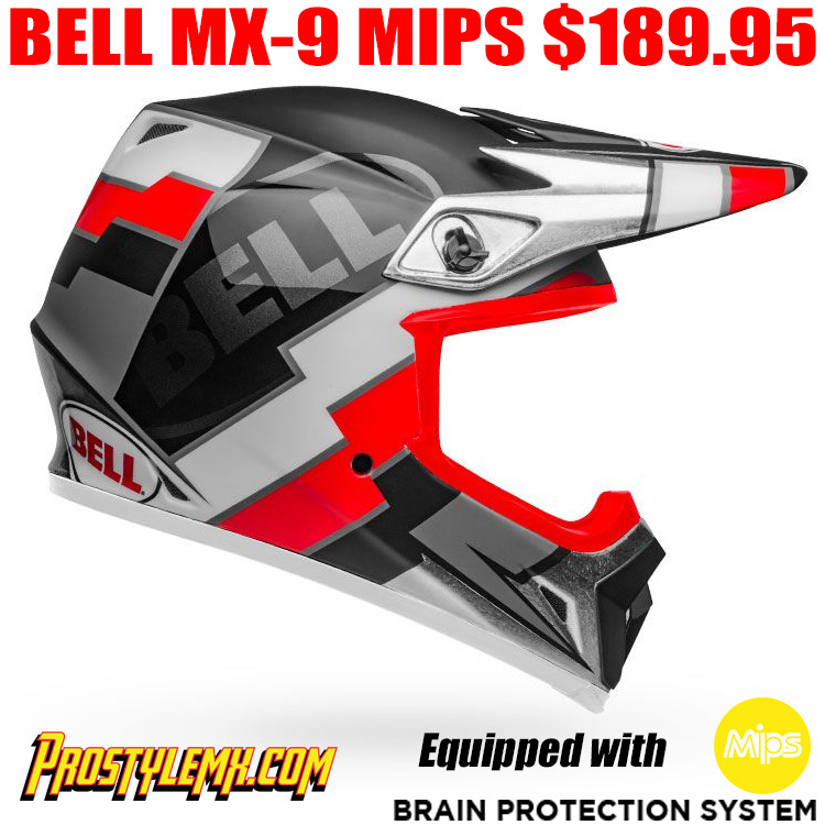 BELL MX-9 MIPS HELMET TWITCH DBK REPLICA RED/ WHITE - Pro Style MX