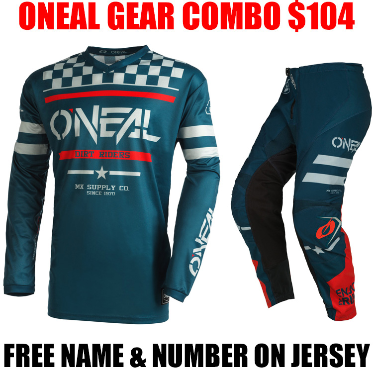 2022 ONEAL ELEMENT SQUADRON GEAR COMBO TEAL/ GRAY