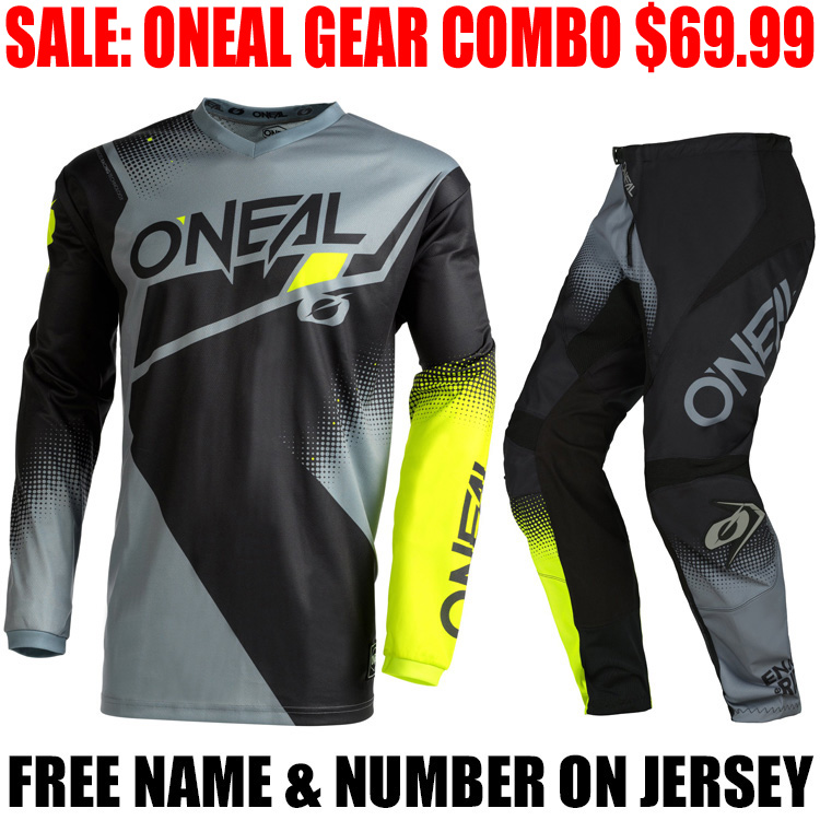 ONeal Element Factor Adult Jersey Gray/Blue/Neon Yellow, XL 