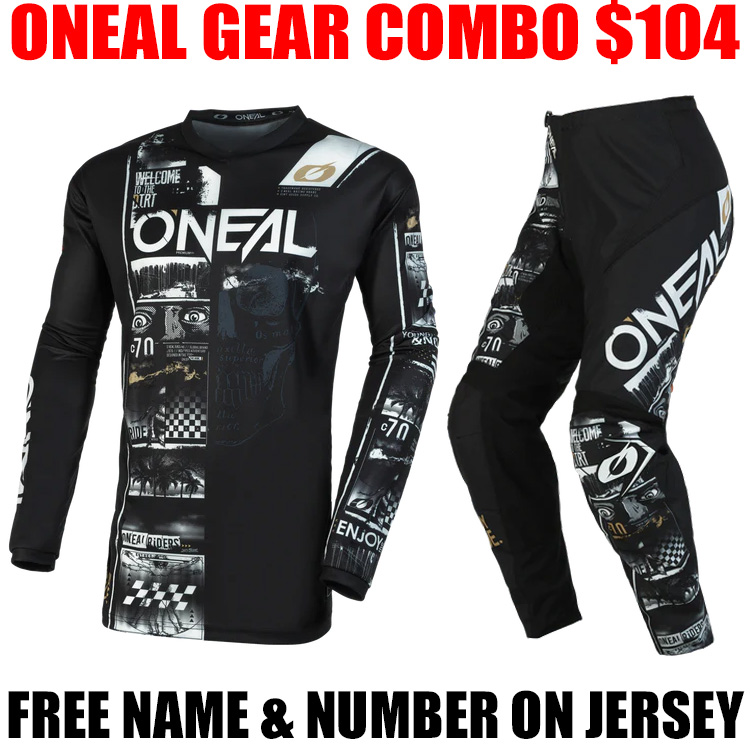 2023 ONEAL ELEMENT ATTACK GEAR COMBO BLACK