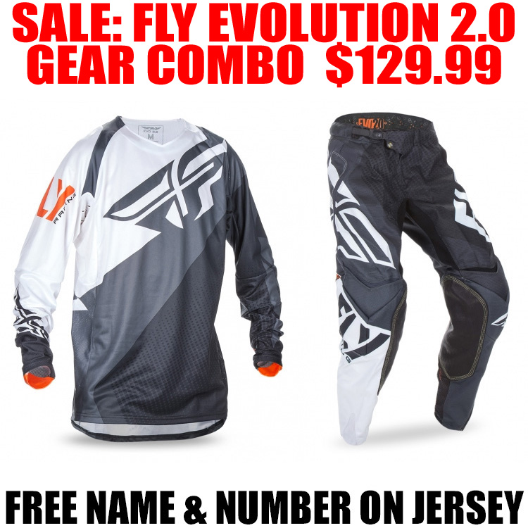 2017 FLY RACING EVO 2 GEAR COMBO BLACK Pro Style MX