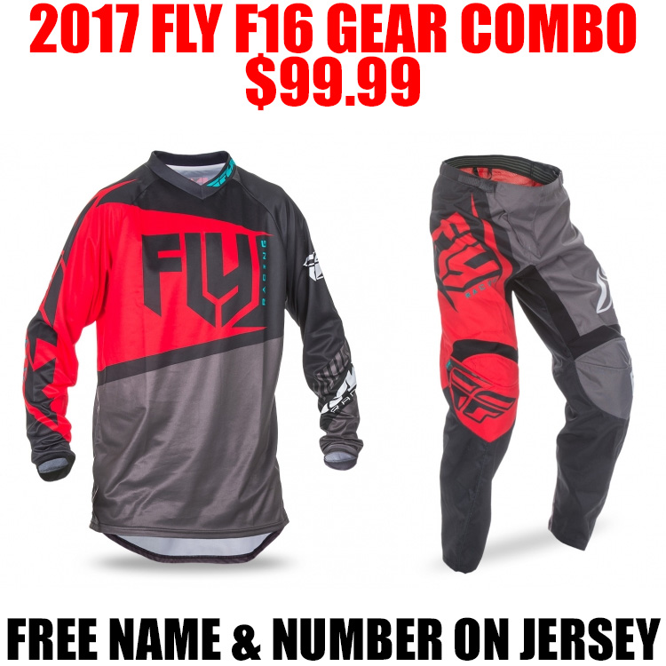 2017 FLY RACING F16 GEAR COMBO RED Pro Style MX