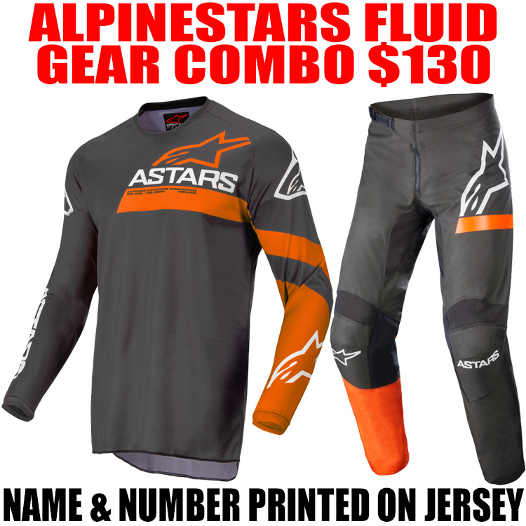 Alpinestars 2022 Adult Fluid Chaser Motocross MX Gear Kit Combo Black White