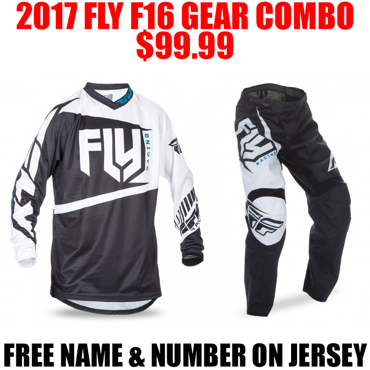 2017 FLY RACING F16 GEAR COMBO BLACK Pro Style MX