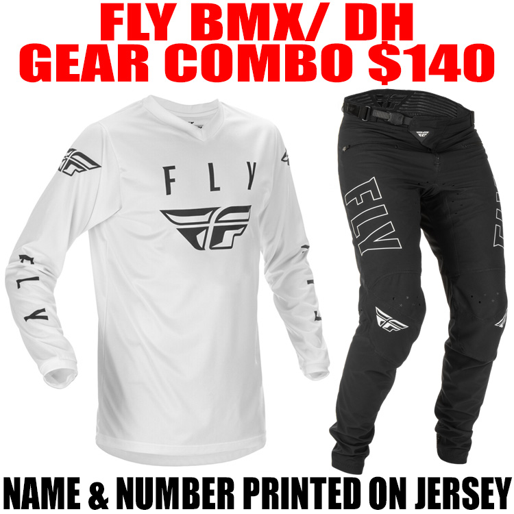 2022 FLY BIKE RADIUM GEAR COMBO BLACK UNIVERSAL WHITE Pro Style MX