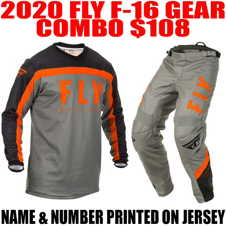 New 2019 FLY YOUTH F-16 MX Pant and Shirt Kit Combo Black/White/Grey