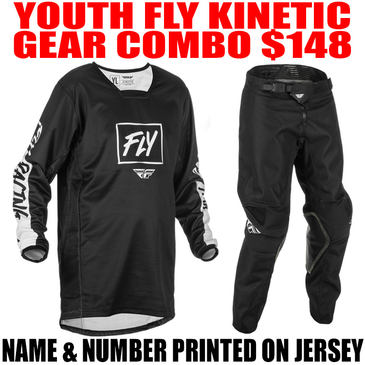 2022 YOUTH FLY REBEL GEAR COMBO BLACK Pro Style MX