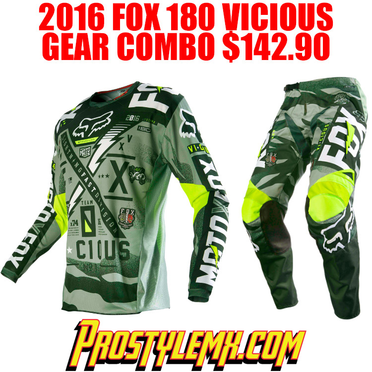 2016 FOX 180 VICIOUS GEAR COMBO ARMY - Pro Style MX